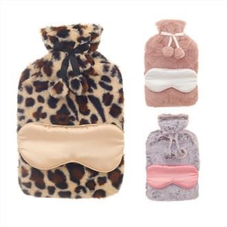 Funda de pell per ampolla d'aigua calenta i màscara per als ulls