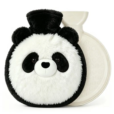 Bossa d'aigua calenta de goma d'1 litre d'aigua-rodona amb funda de peluix de panda